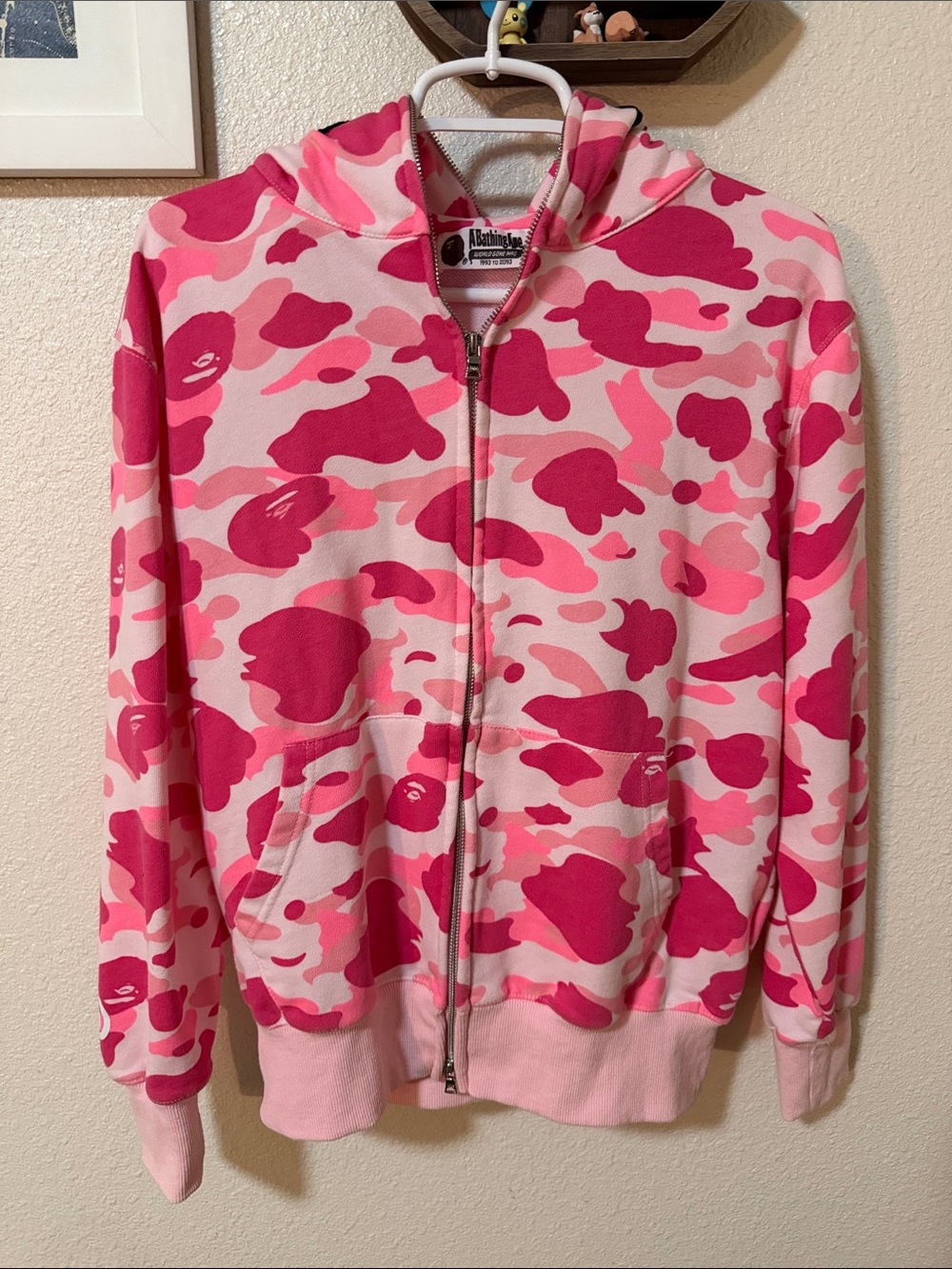 Bape Pink  Shark Camo Zip-Up Hoodie